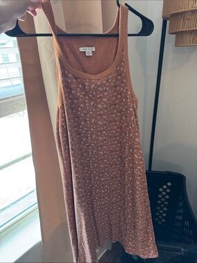 American Eagle Outfitters Rust Floral Ribbed Tank Swing Dress